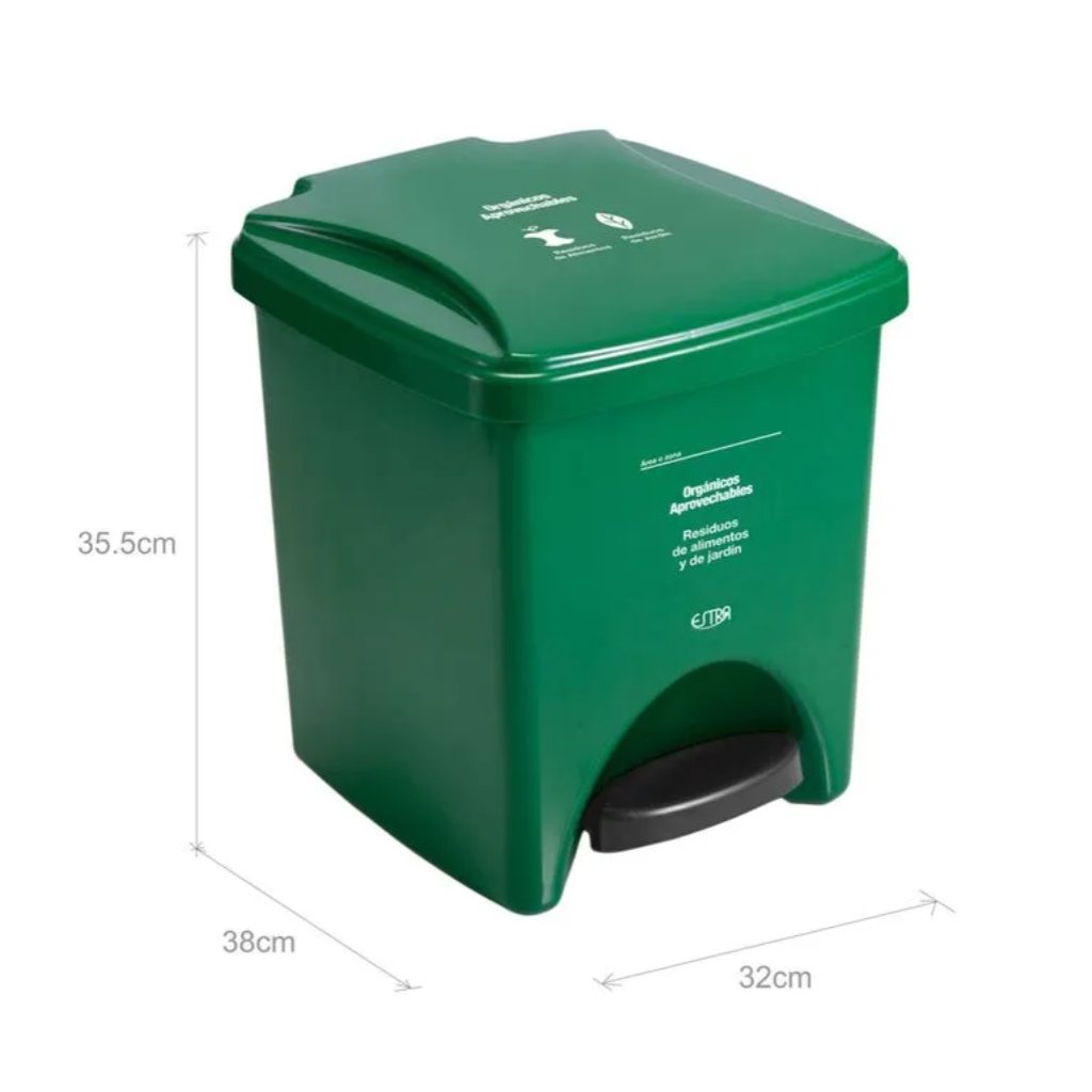 Papelera Pedal 20 Litros Verde Residuos Orgánicos y Aprovechables Estra 4-1042577_2