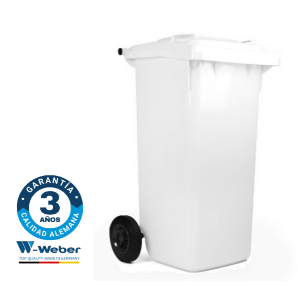 Contenedor de Basura con Ruedas 120 Litros Blanco Weber_7