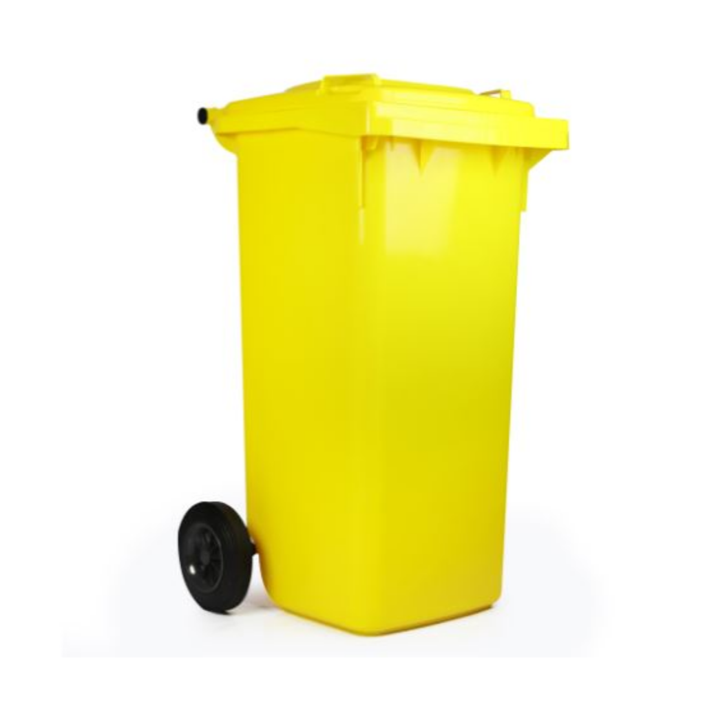 Contenedor de Basura con Ruedas 120 Litros Amarillo Weber_1