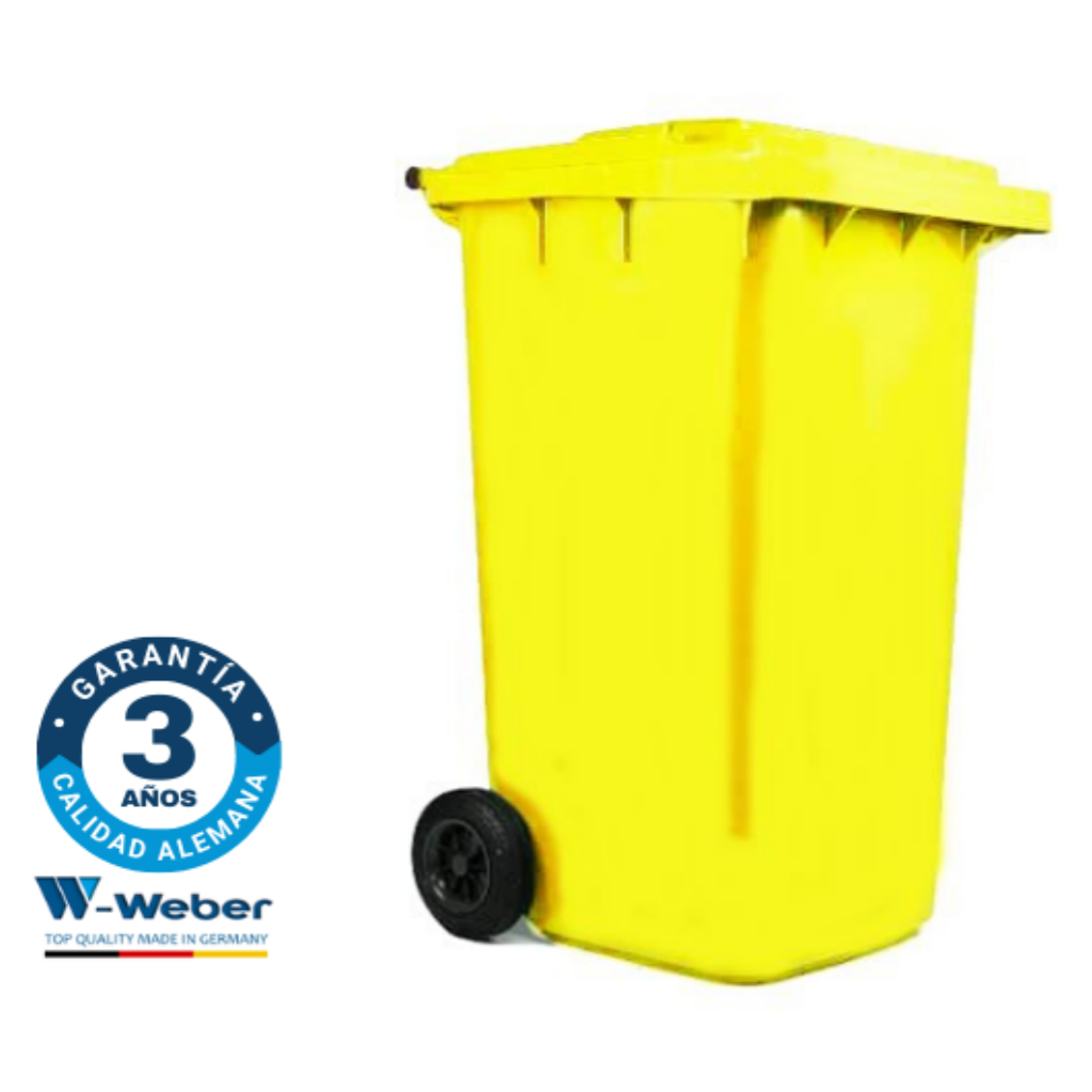 Contenedor de Basura con Ruedas 240 Litros Amarillo Weber_1