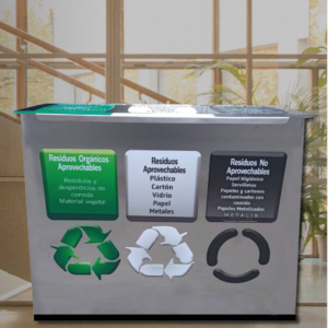 Punto Ecológico Acero Inoxidable 160 Litros 3 Divisiones Metalis_5