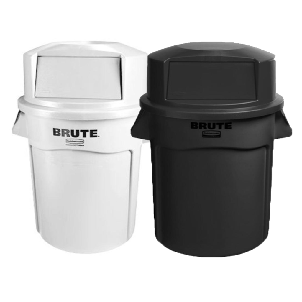 Kit x2 Contenedores Rubbermaid Brute 121 Litros con Tapa Domo Blanco y Negro_1