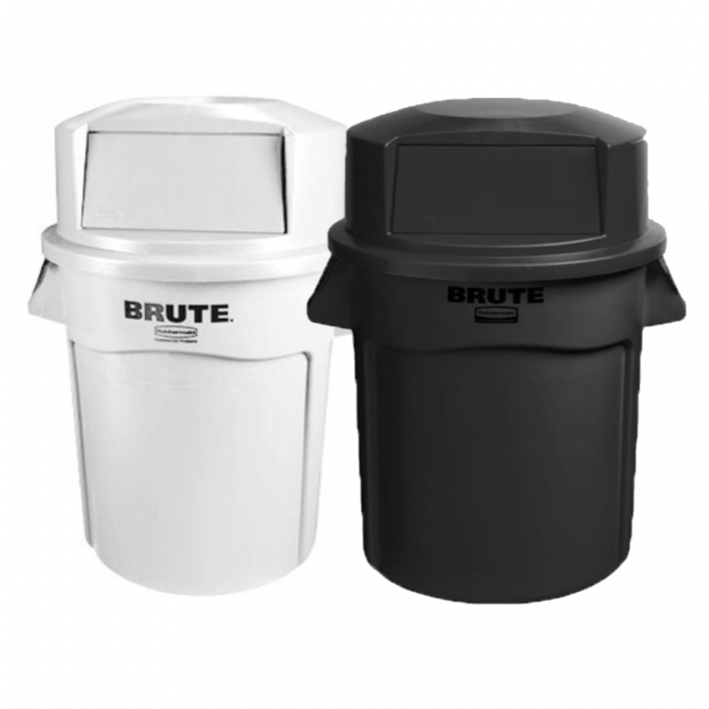 Kit x2 Contenedores Rubbermaid Brute 121 Litros con Tapa Domo Blanco y Negro_1