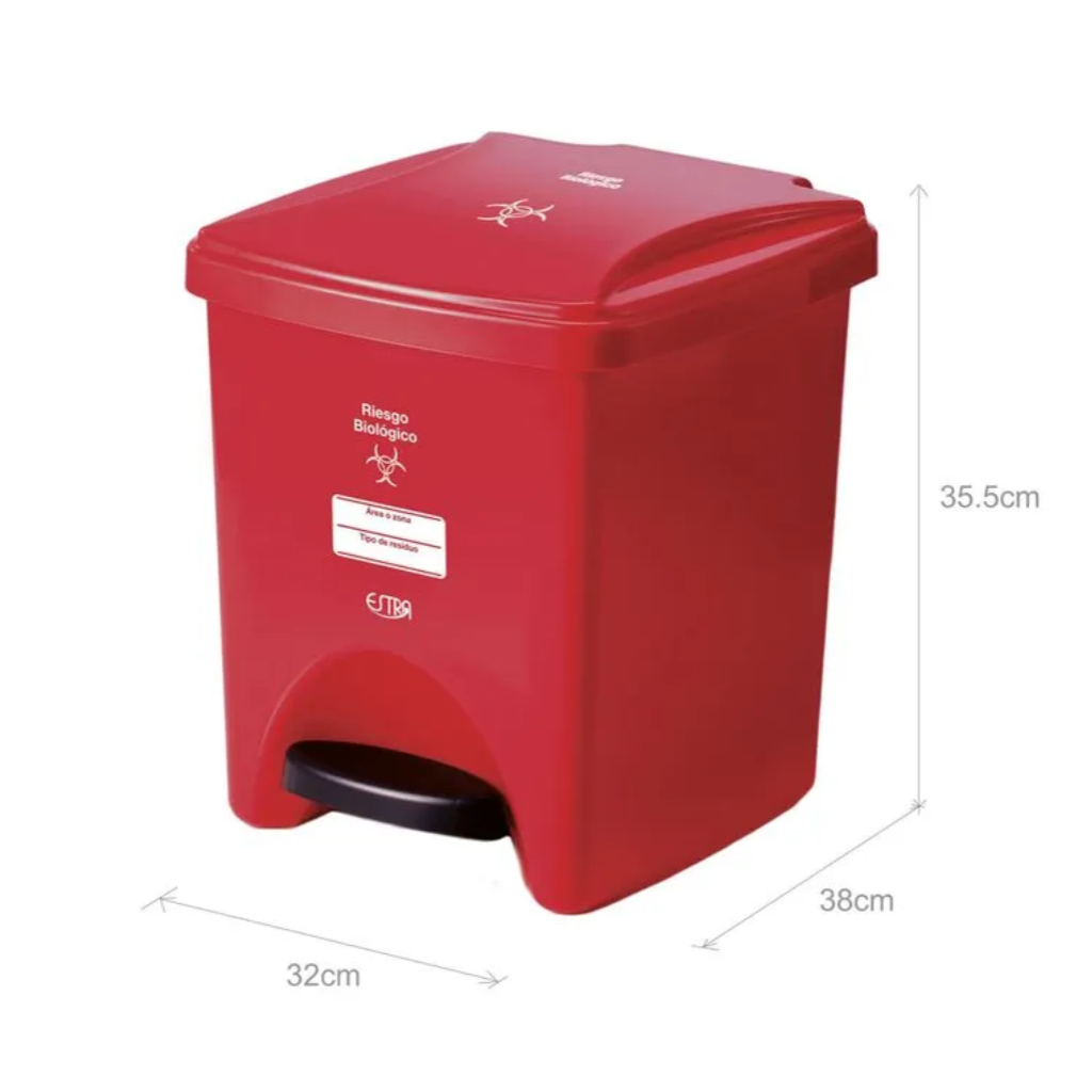 Papelera Pedal 20 Litros Rojo Residuos Peligrosos Estra 4-1002152_2