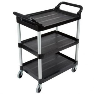 Carro de Servicio Abierto Tres Estantes 200 Libras Negro FG342488BLA_1