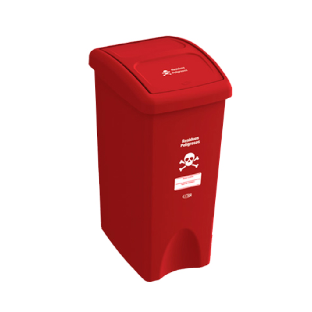Papelera con Tapa Vaivén 53 Litros Rojo Residuos Peligrosos Estra 4-1002178_1