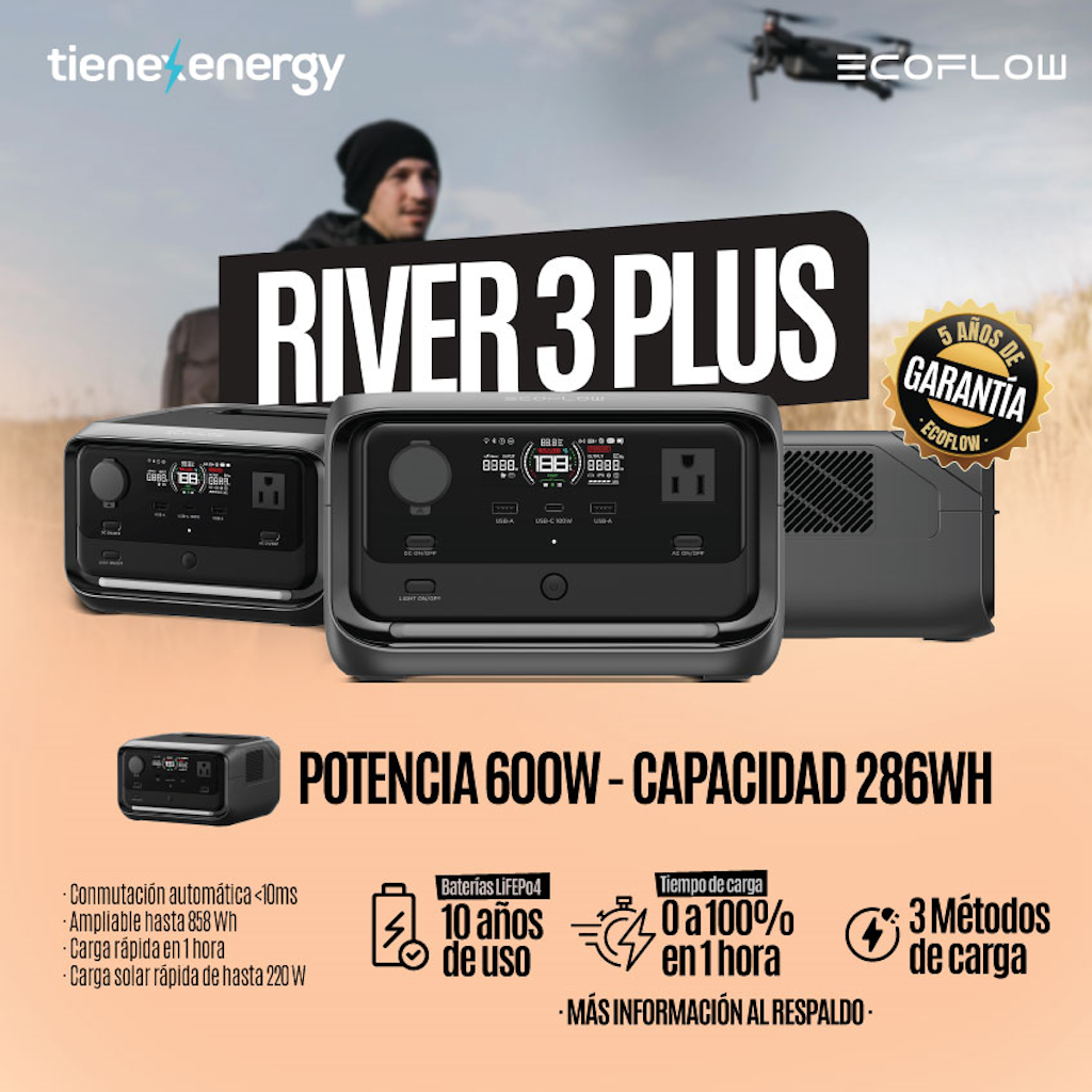 Estación de Energia Portatil Ecoflow RIVER 3 PLUS 600W Potencia 286Wh Capacidad_15