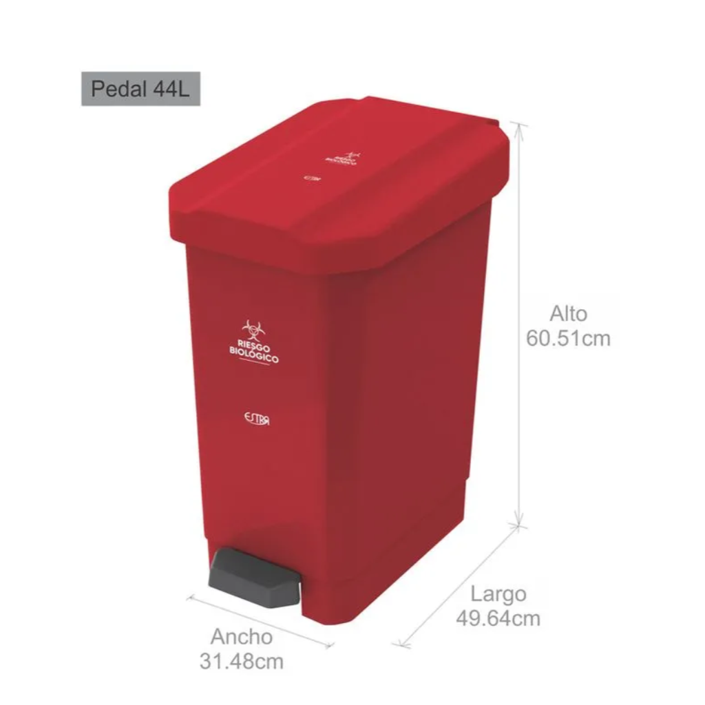 Caneca de Pedal 44 Litros Estra Bins Roja 4-1040578_2