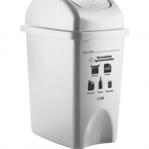 Papelera con Tapa Vaivén 10 Litros Blanca Residuos Reciclables y Aprovechables Estra 4-1042502_3