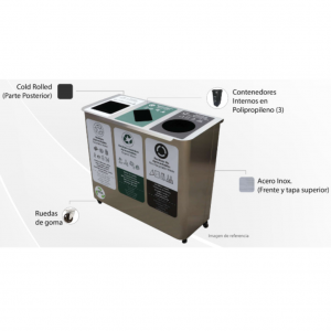 Punto Ecológico Acero Inoxidable 160 Litros 3 Divisiones Metalis_3