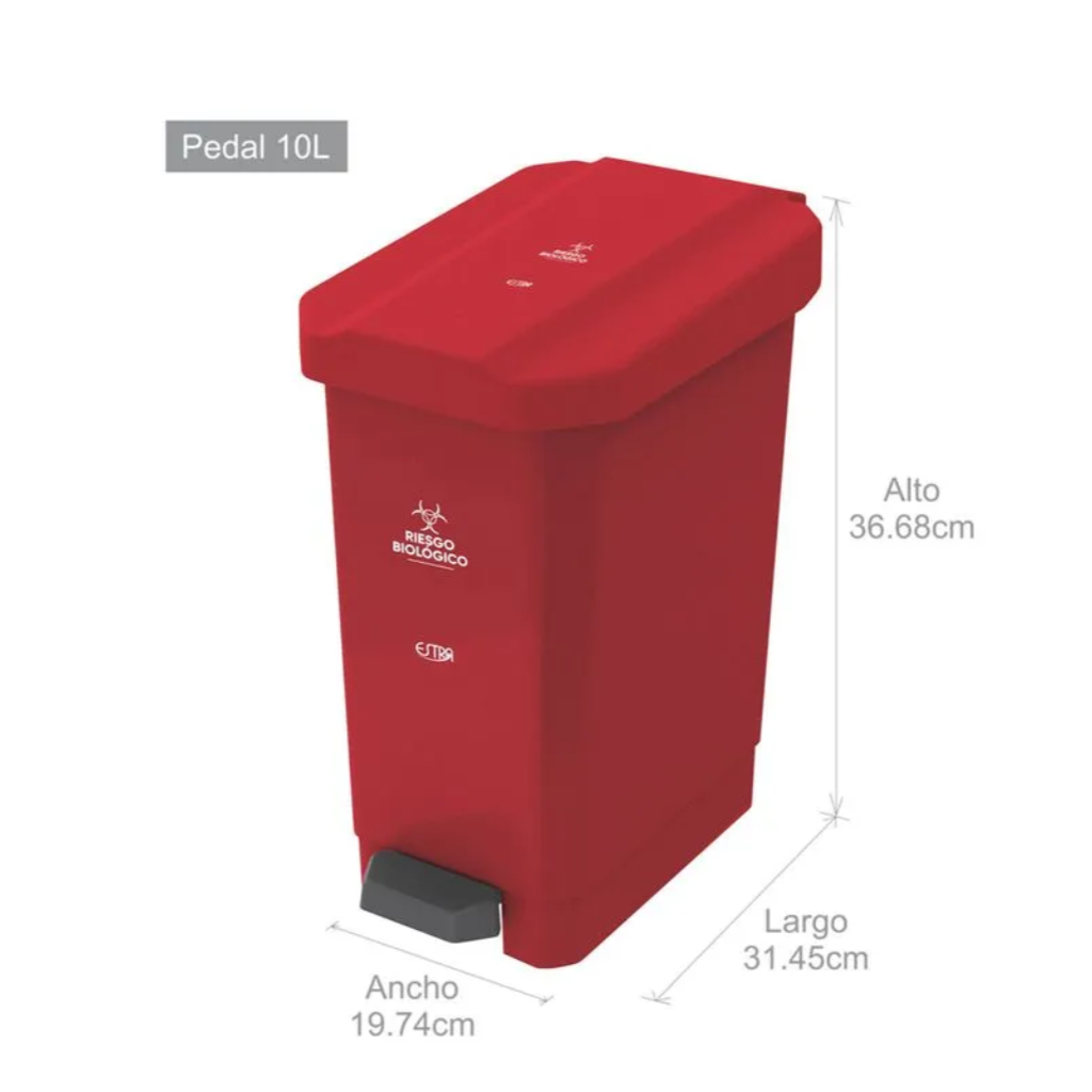 Caneca de Pedal 10 Litros Estra Bins Roja 4-1040670_2