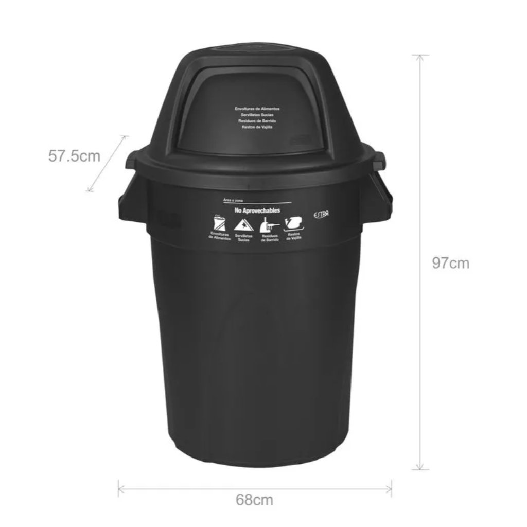 Contenedor Elite 121 Litros Negro Residuos No Aprovechables Estra 4-1042540_3