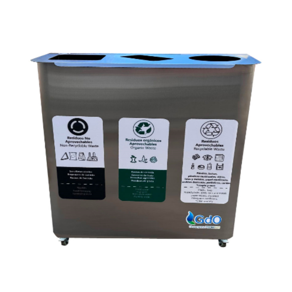Punto Ecológico Acero Inoxidable 110 Litros 3 Divisiones  Metalis Ámbar lite_1