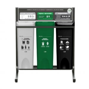 Punto Ecológico 35 Litros 3 Puestos Vaivén Con Tablero (Blanco, Verde, Negro) Estra 4-1042752_1