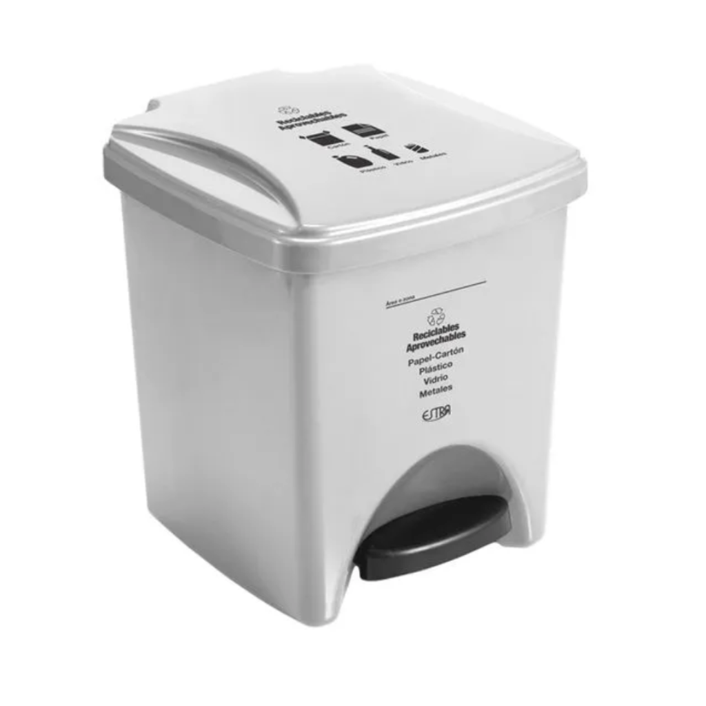 Papelera Pedal 20 Litros Blanca Residuos Reciclables y Aprovechables Estra 4-1042576_1