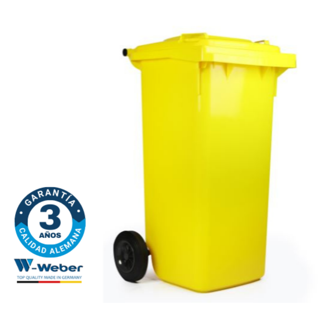 Contenedor de Basura con Ruedas 120 Litros Amarillo Weber_2