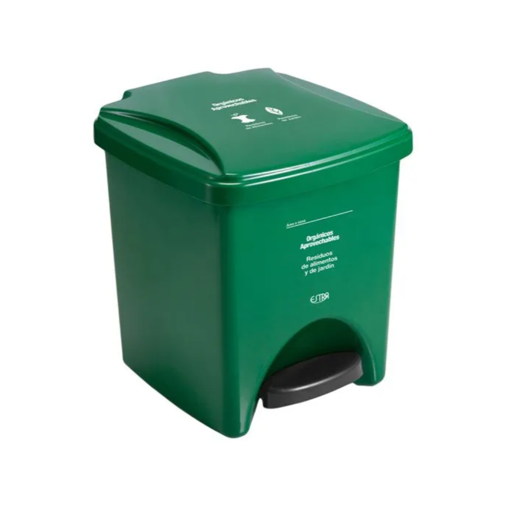 Papelera Pedal 20 Litros Verde Residuos Orgánicos y Aprovechables Estra 4-1042577_1