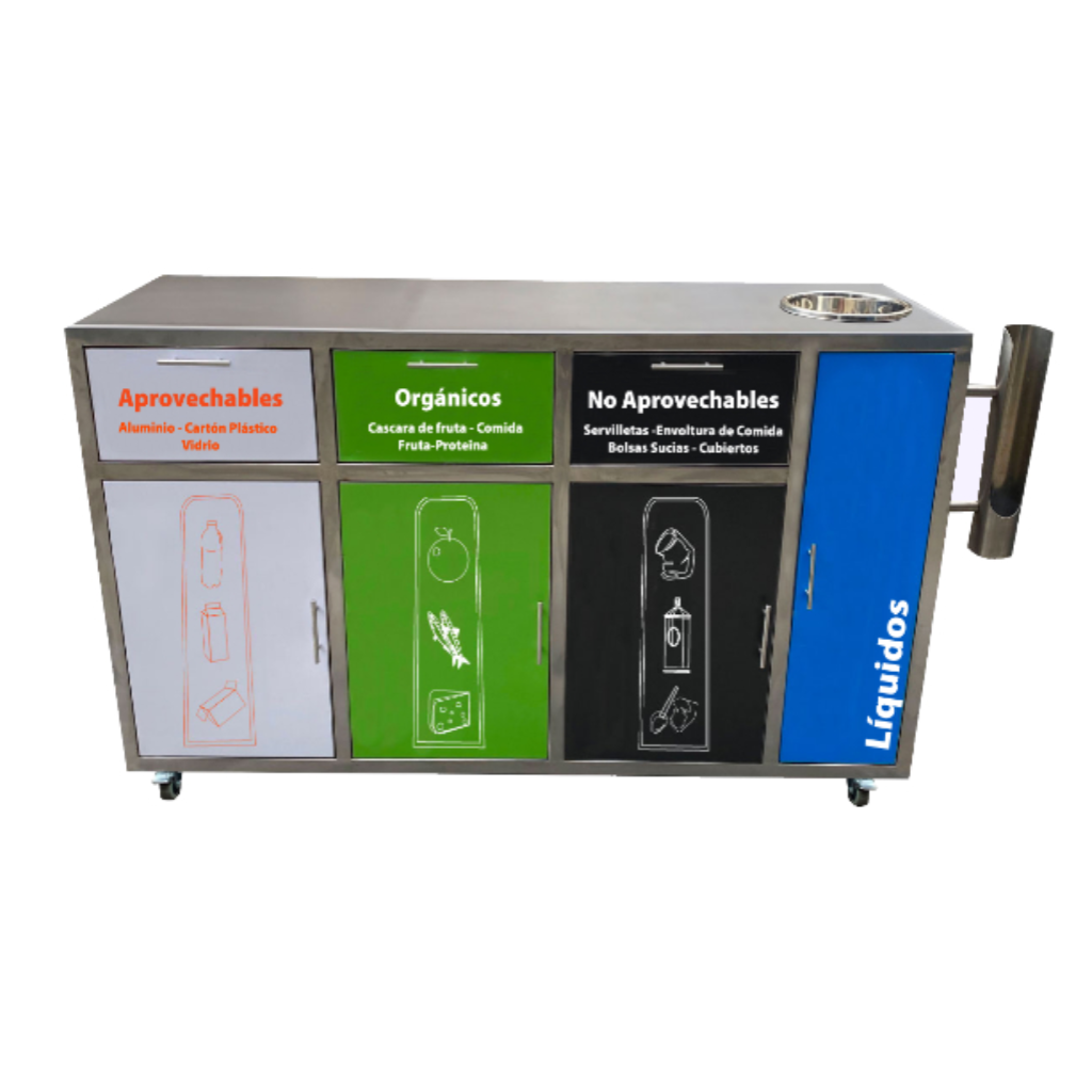 Punto Ecológico Acero Inoxidable 388 Litros 4 Divisiones  Metalis  Zafiro Xl _1