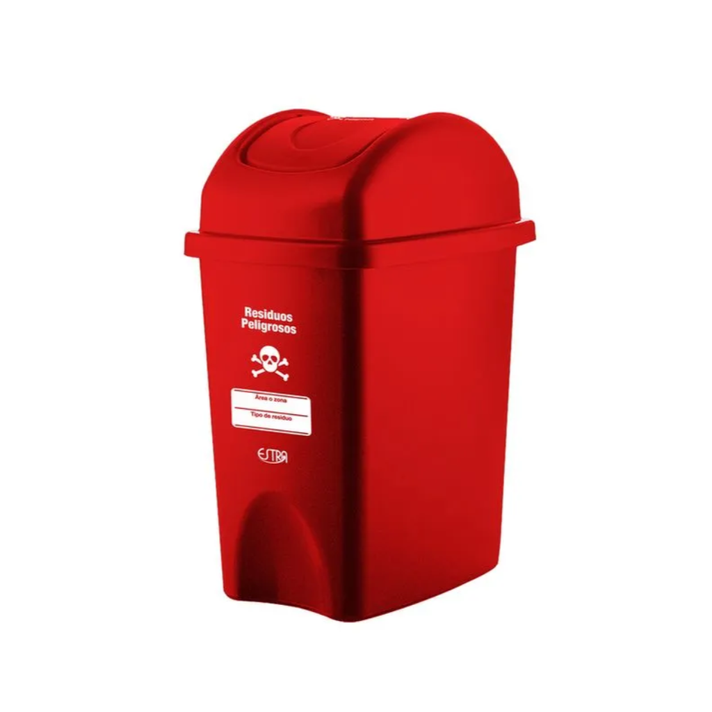 Papelera con Tapa Vaivén 10 Litros Rojo Residuos Peligrosos Estra 4-1002284_1