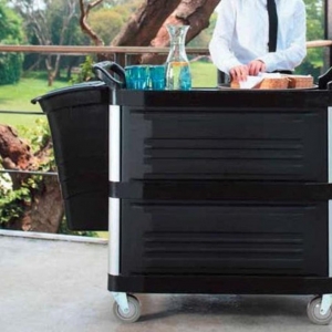 Cubo de Desechos 30 Litros Negro para Carro de Servicio Rubbermaid FG335388BLA_6