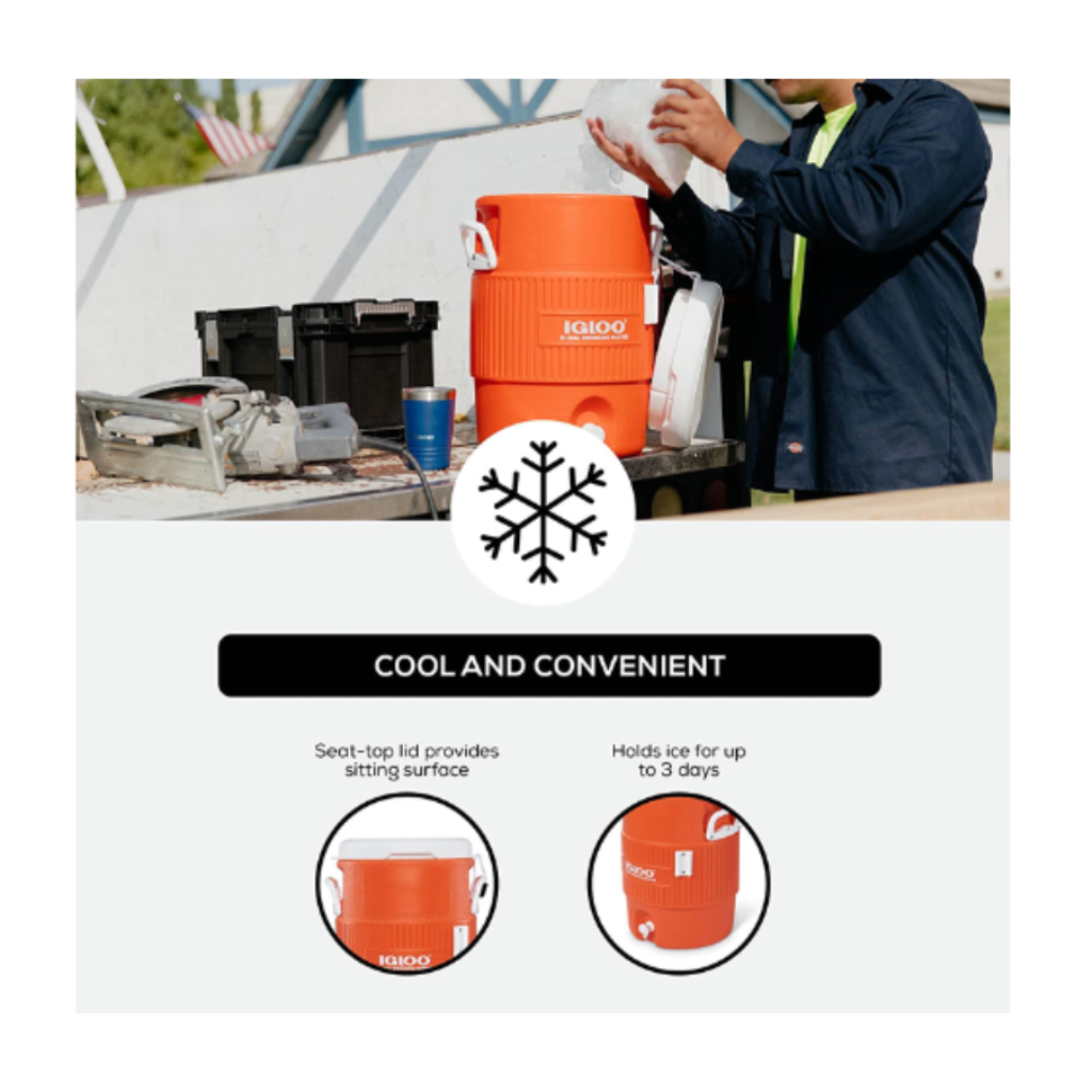 Termo Igloo 10 Galones 37,9 Litros Naranja con Portavasos_10