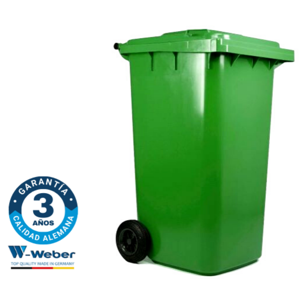 Contenedor de Basura con Ruedas 240 Litros Verde Weber_2