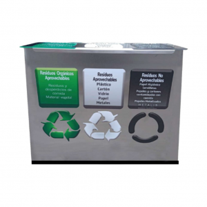 Punto Ecológico Acero Inoxidable 160 Litros 3 Divisiones Metalis_2