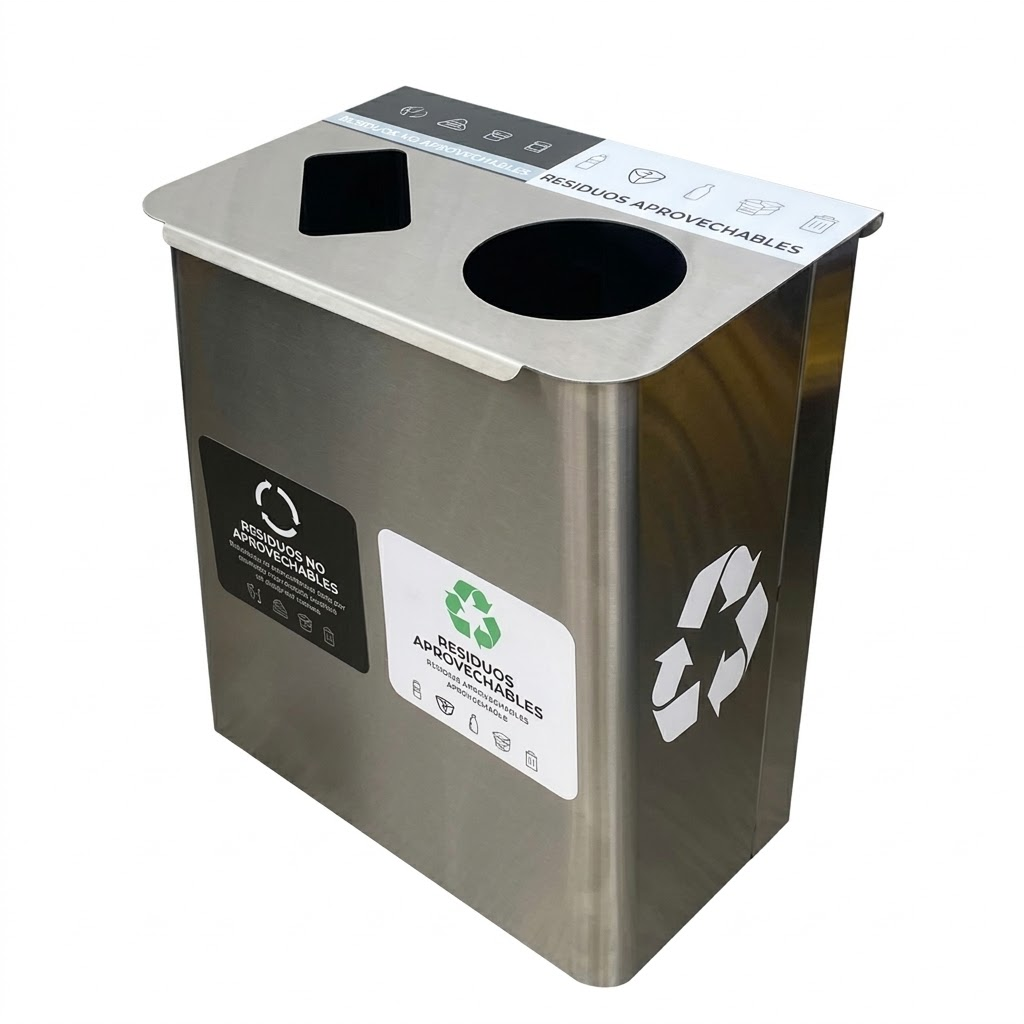 Punto Ecológico Acero Inoxidable 110 Litros 2 Divisiones Metalis  - Tienex
