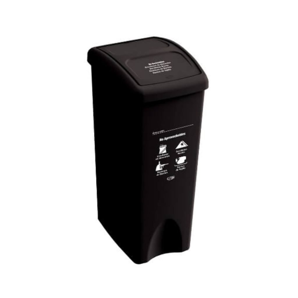 Papelera con Tapa Vaivén 53 Litros Negro Residuos No Aprovechables Estra 4-1042522_1