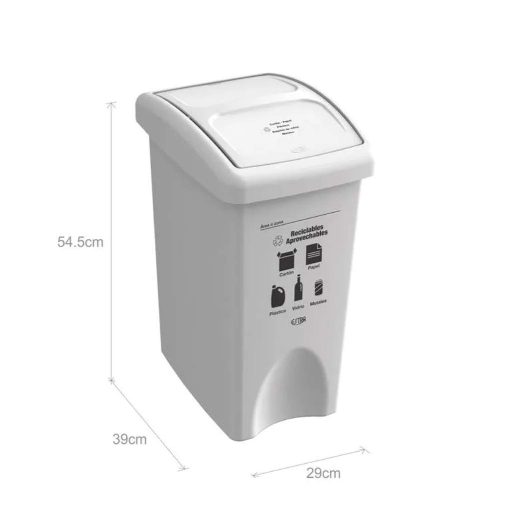 Papelera con Tapa Vaivén 35 Litros Blanca Residuos Reciclables y Aprovechables Estra 4-1042514_2