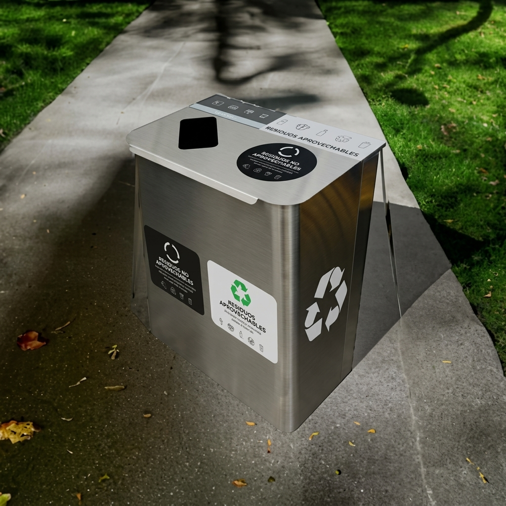 Punto Ecológico Acero Inoxidable 110 Litros 2 Divisiones Metalis _2