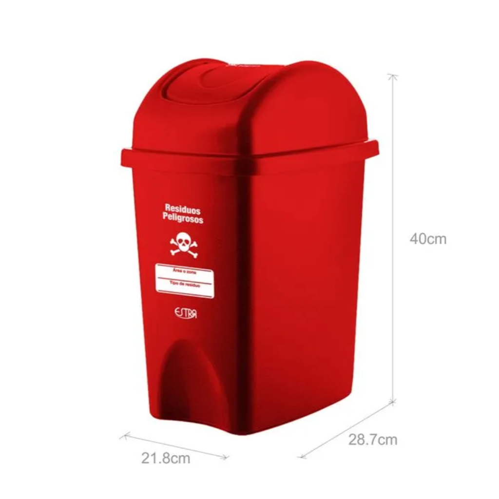 Papelera con Tapa Vaivén 10 Litros Rojo Residuos Peligrosos Estra 4-1002284_2