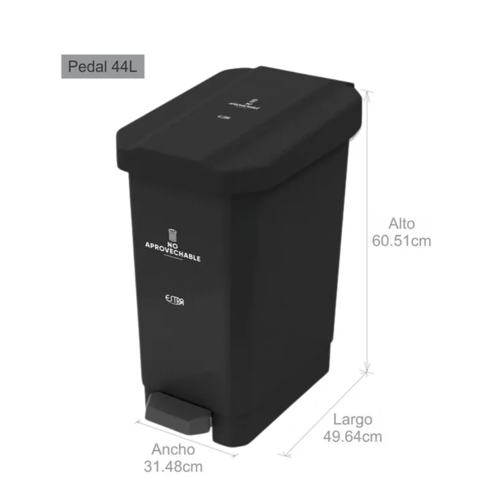 Caneca de Pedal 44 Litros Estra Bins Negra 4-1042605_2