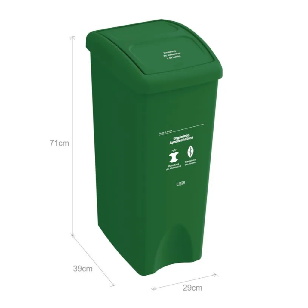 Papelera con Tapa Vaivén 53 Litros Verde Residuos Orgánicos Aprovechables Estra 4-1042521_2