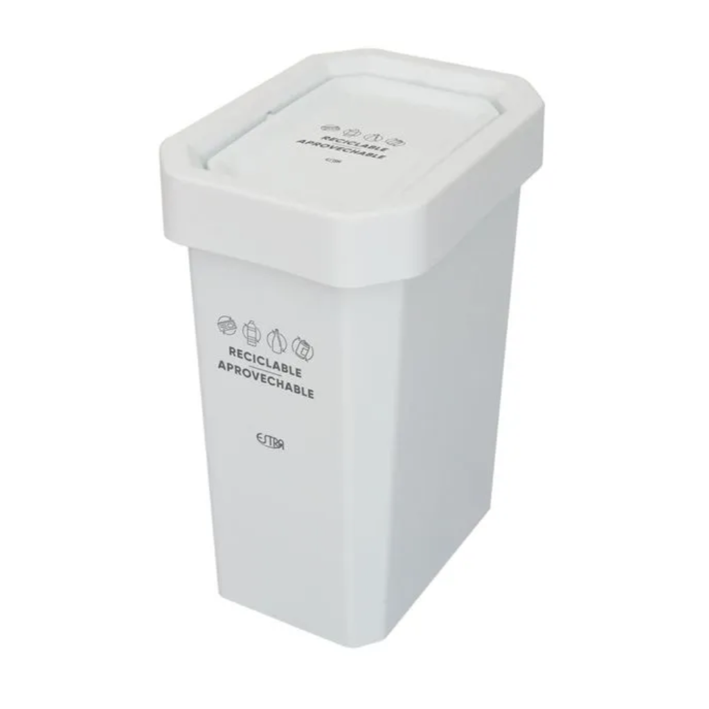 Papelera con Tapa Vaivén 53 Litros Blanco EstraBins Reciclable Aprovechable 4-1042648_2