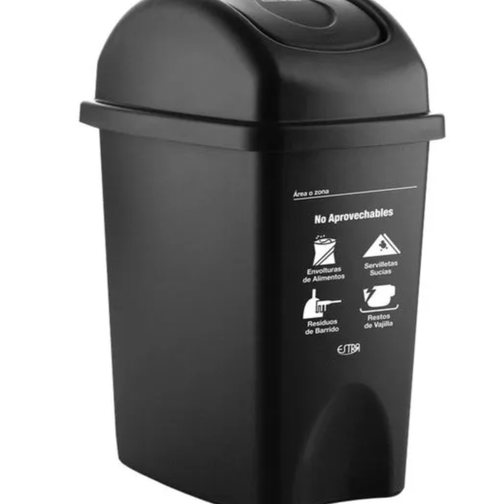 Papelera con Tapa Vaivén 10 Litros Negro Residuos No Aprovechables Estra 4-1042504_3