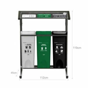 Punto Ecológico 53 Litros 3 Puestos Vaivén Con Techo (Blanco, Verde, Negro) Estra 4-1042755_2