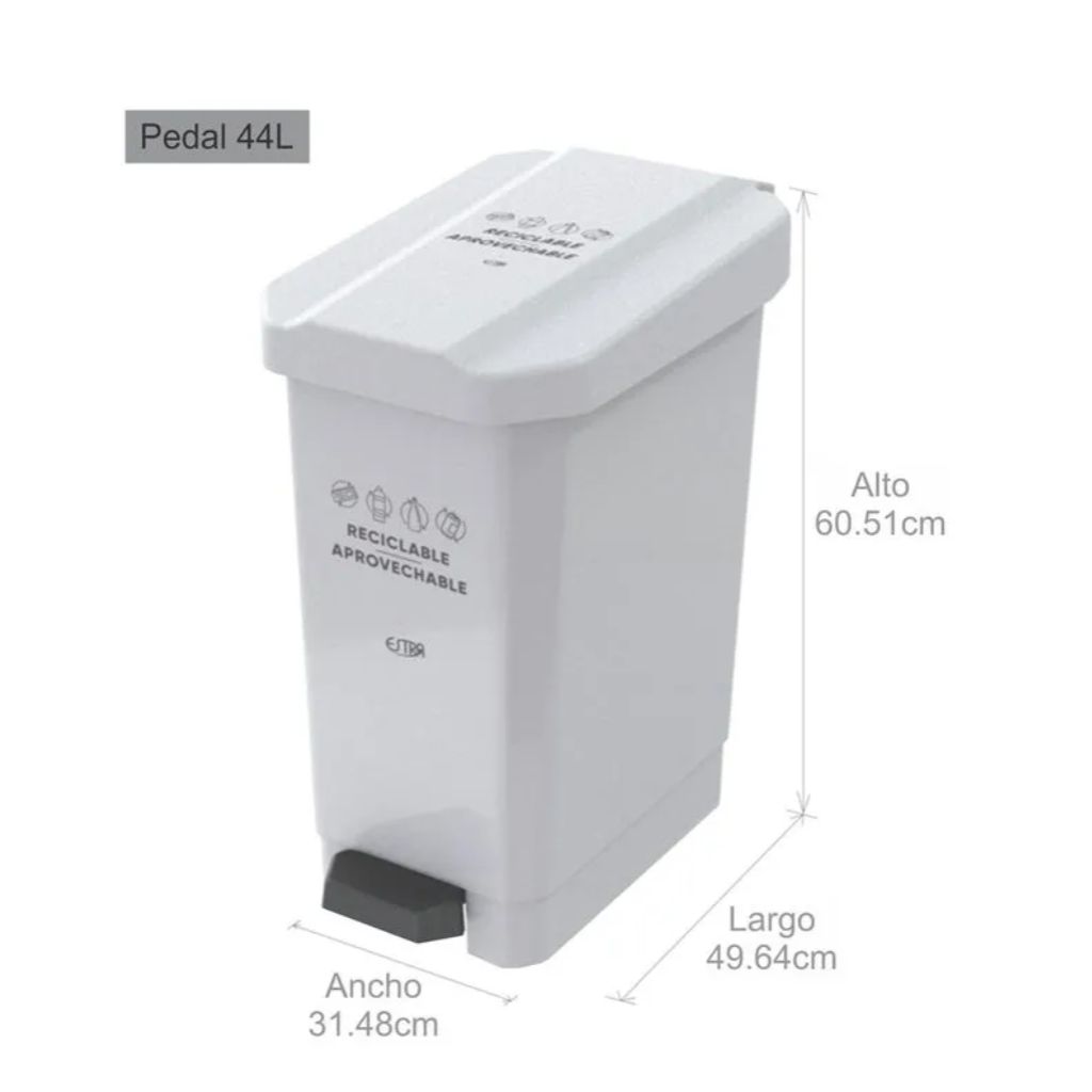 Caneca de Pedal 44 Litros Estra Bins Blanca 4-1042603_2