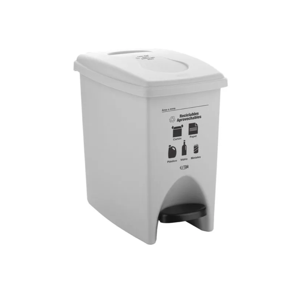 Papelera Pedal 10 Litros Blanca Residuos Reciclables y Aprovechables Estra 4-1042554_1