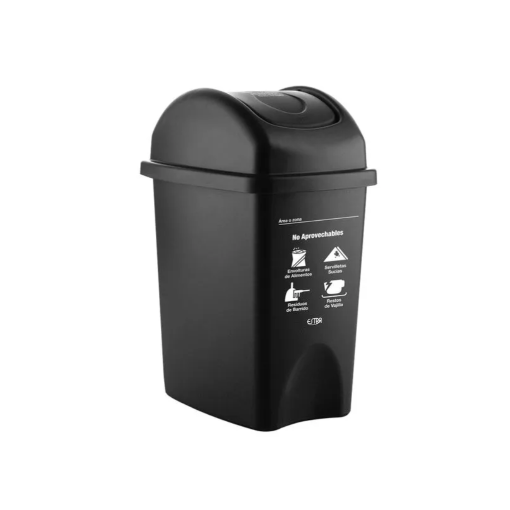 Papelera con Tapa Vaivén 10 Litros Negro Residuos No Aprovechables Estra 4-1042504_1