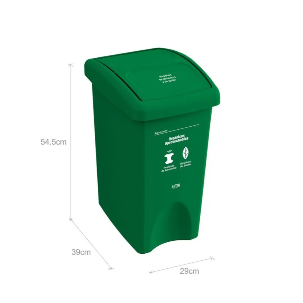 Papelera con Tapa Vaivén 35 Litros Verde Residuos Orgánicos y Aprovechables Estra 4-1042515_2