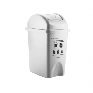 Papelera con Tapa Vaivén 10 Litros Blanca Residuos Reciclables y Aprovechables Estra 4-1042502_1