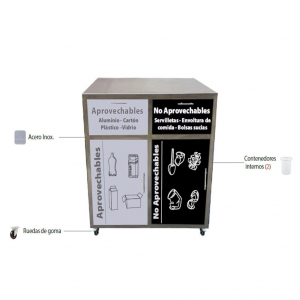 Punto Ecológico Acero Inoxidable 242 Litros 2 Divisiones Metalis Zafiro Doble_2