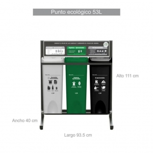 Punto Ecológico 53 Litros 3 Puestos Vaivén Con Tablero (Blanco, Verde, Negro) Estra 4-1042753_2