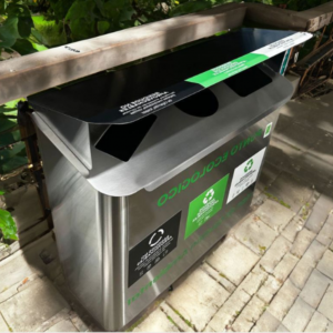 Punto Ecológico Acero Inoxidable 140 Litros 3 Divisiones con Techo Metalis_1