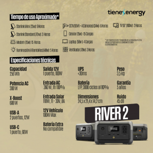  Kit Solar Portátil EcoFlow RIVER 2 300 W + Panel Flexible 100 W_5