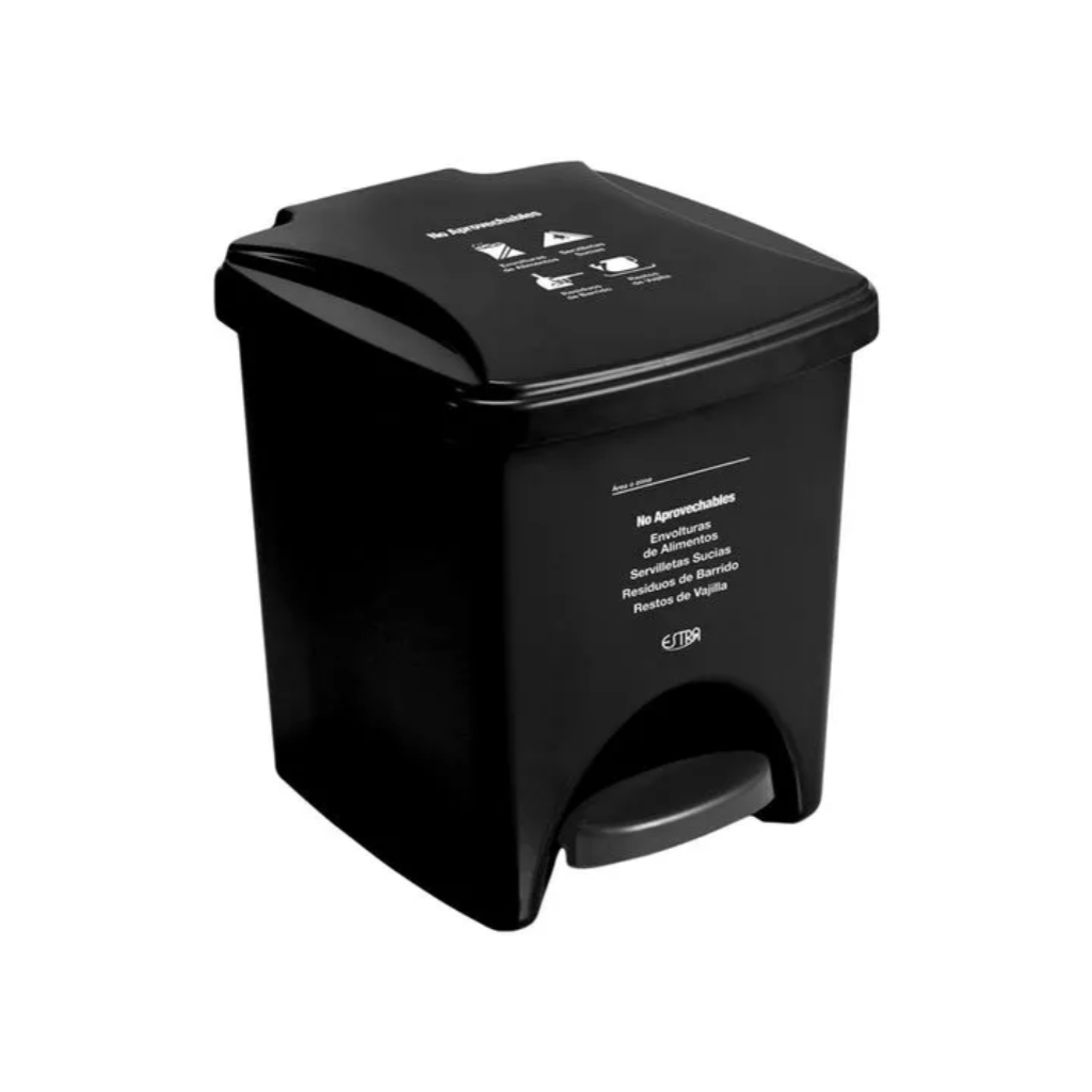 Papelera Pedal 20 Litros Negro Residuos No Aprovechables Estra 4-1042578_1