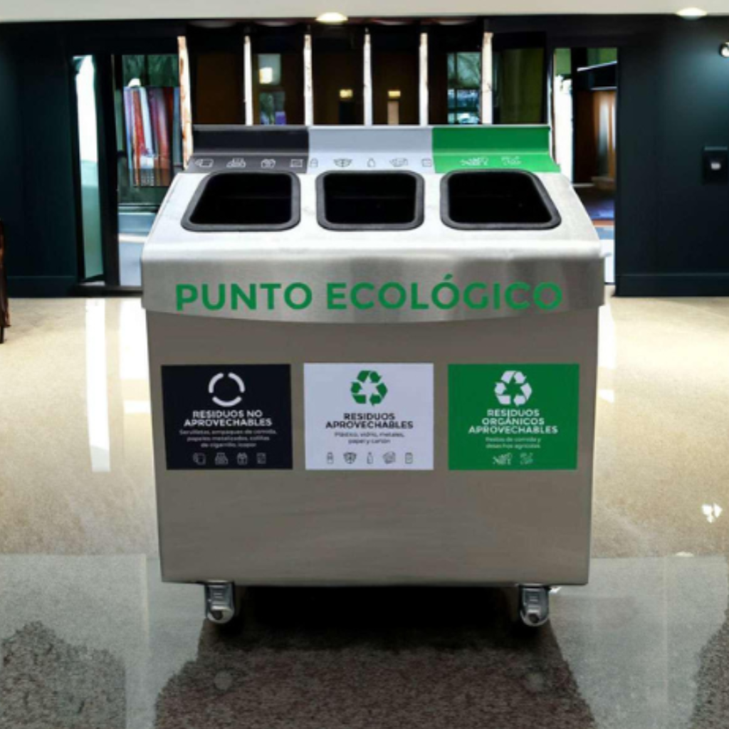 Punto Ecológico Acero Inoxidable 110 Litros 3 Divisiones Metalis_4