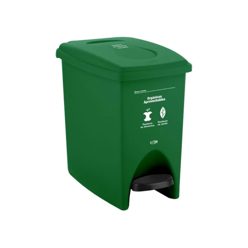 Papelera Pedal 10 Litros Verde Residuos Orgánicos y Aprovechables Estra 4-1042555_1