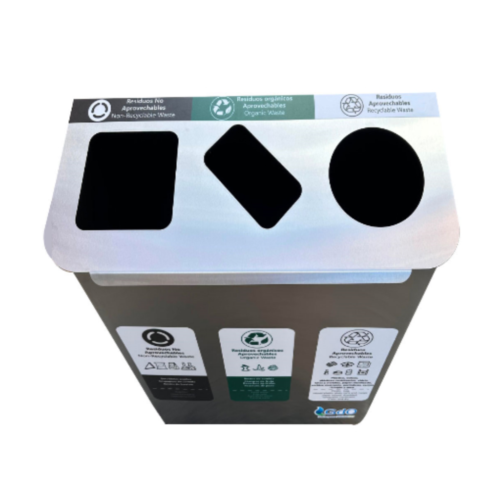 Punto Ecológico Acero Inoxidable 110 Litros 3 Divisiones  Metalis Ámbar lite_2